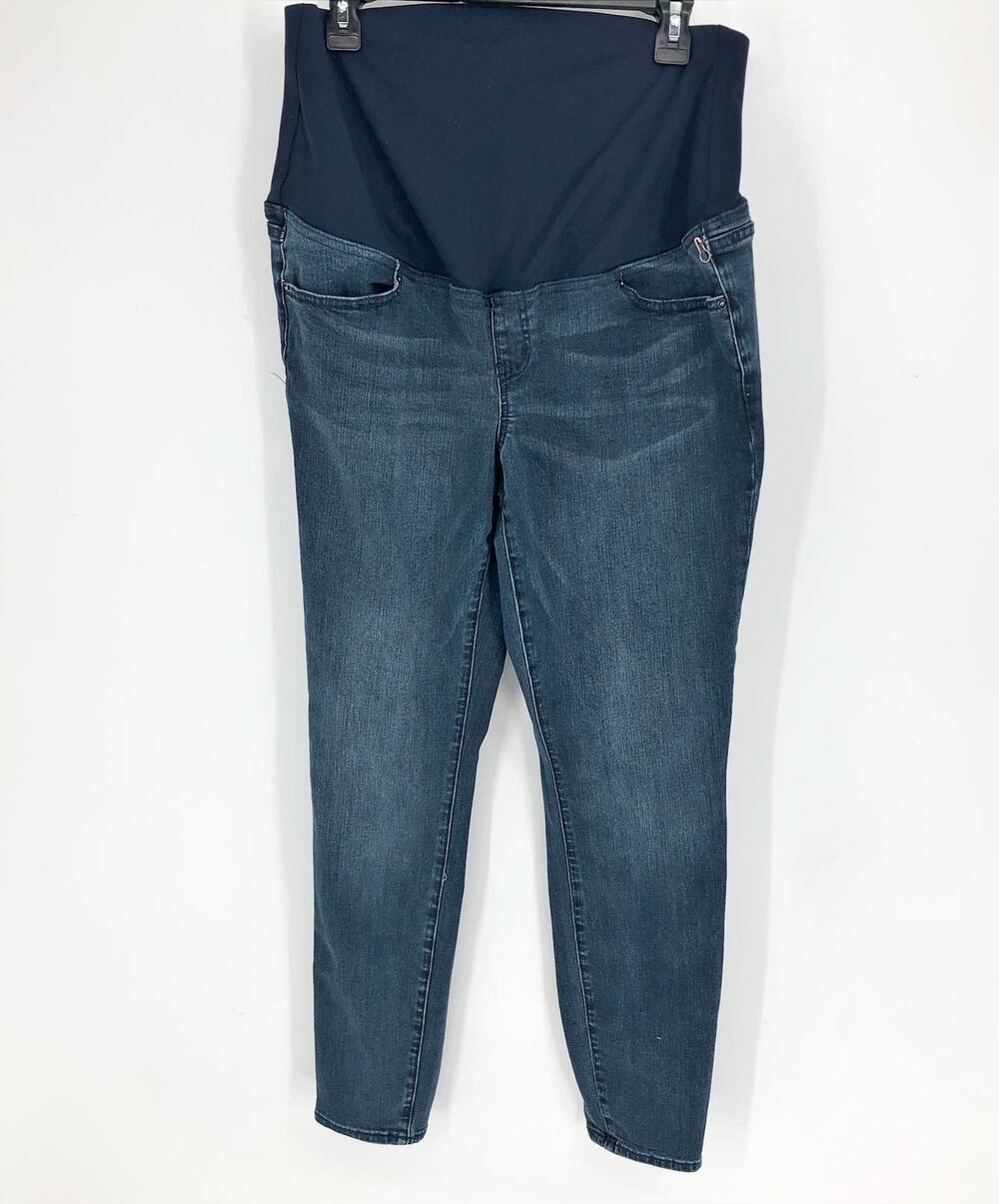INGRID & ISABEL Over Belly Skinny Maternity Jeans Large US 12-14 Dark Blue NWOT